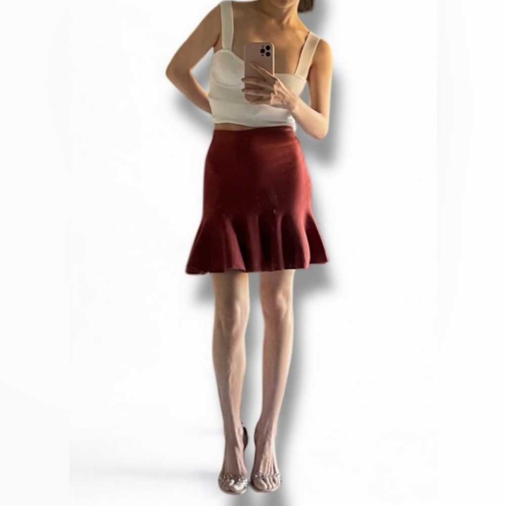 Express Red Ruffled Mini Skirt for Cocktail